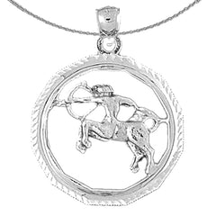 Sterling Silver Sagittarius Zodiac Sign Pendant (Rhodium or Yellow Gold-plated)