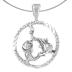 Sterling Silver Pisces Zodiac Sign Pendant (Rhodium or Yellow Gold-plated)