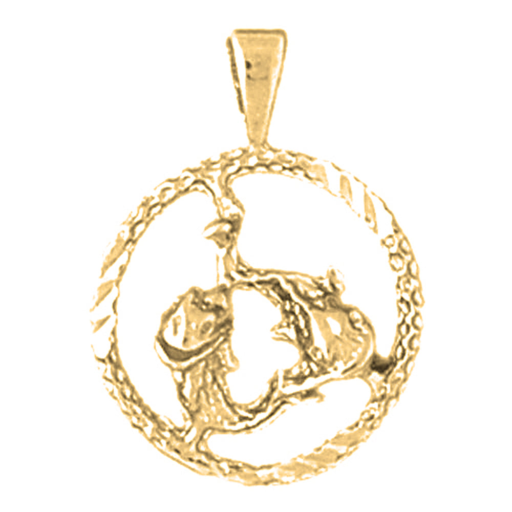 Yellow Gold-plated Silver Pisces Zodiac Sign Pendant
