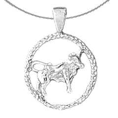Sterling Silver Taurus Zodiac Sign Pendant (Rhodium or Yellow Gold-plated)
