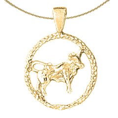 Sterling Silver Taurus Zodiac Sign Pendant (Rhodium or Yellow Gold-plated)