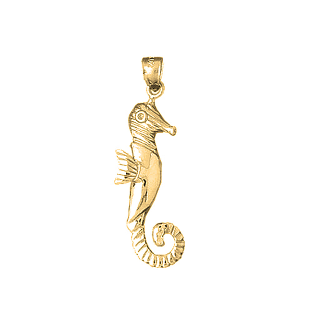 Yellow Gold-plated Silver Seahorse Pendant