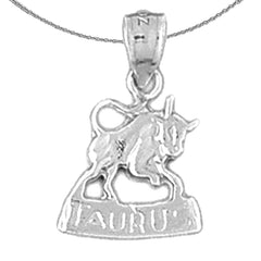 Sterling Silver Taurus Zodiac Sign Pendant (Rhodium or Yellow Gold-plated)