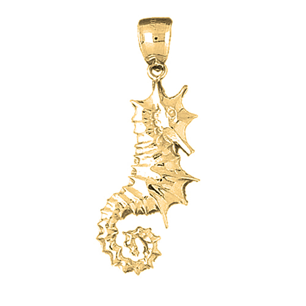 Yellow Gold-plated Silver Seahorse Pendant