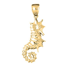 Yellow Gold-plated Silver Seahorse Pendant