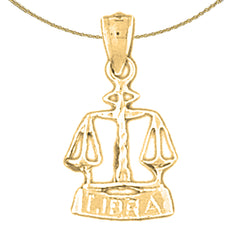 Anhänger mit Sternzeichen Waage aus Sterlingsilber (rhodiniert oder gelbvergoldet)