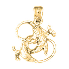 Yellow Gold-plated Silver Pisces Zodiac Sign Pendant