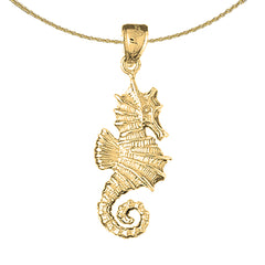 Seepferdchen-Anhänger aus Sterlingsilber (rhodiniert oder gelbgoldbeschichtet)