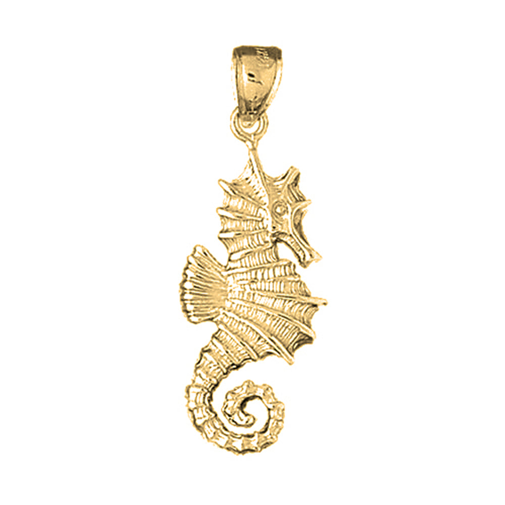 Yellow Gold-plated Silver Seahorse Pendant