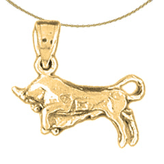 Sterling Silver Taurus Zodiac Sign Pendant (Rhodium or Yellow Gold-plated)