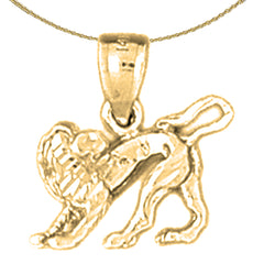 Sterling Silver Leo Zodiac Sign Pendant (Rhodium or Yellow Gold-plated)