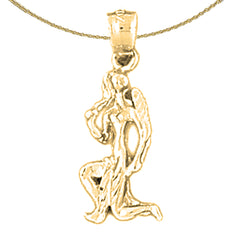 Sterling Silver Virgo Zodiac Sign Pendant (Rhodium or Yellow Gold-plated)