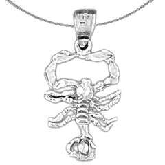 Sterling Silver Scorpio Zodiac Sign Pendant (Rhodium or Yellow Gold-plated)