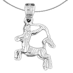 Sterling Silver Sagittarius Zodiac Sign Pendant (Rhodium or Yellow Gold-plated)