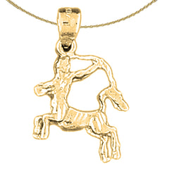 Sterling Silver Sagittarius Zodiac Sign Pendant (Rhodium or Yellow Gold-plated)