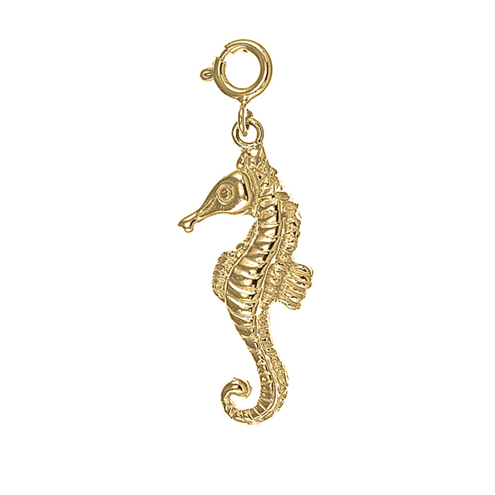 Yellow Gold-plated Silver Seahorse Pendant