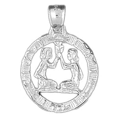 Sterling Silver Gemini Zodiac Sign Pendant