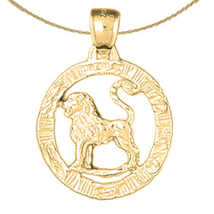 Sterling Silver Leo Zodiac Sign Pendant (Rhodium or Yellow Gold-plated)