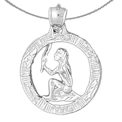 Sterling Silver Virgo Zodiac Sign Pendant (Rhodium or Yellow Gold-plated)