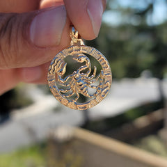 Sterling Silver Scorpio Zodiac Sign Pendant (Rhodium or Yellow Gold-plated)