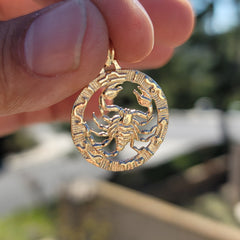Sterling Silver Scorpio Zodiac Sign Pendant (Rhodium or Yellow Gold-plated)