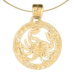 Sterling Silver Scorpio Zodiac Sign Pendant (Rhodium or Yellow Gold-plated)