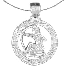 Sterling Silver Sagittarius Zodiac Sign Pendant (Rhodium or Yellow Gold-plated)