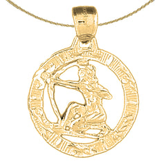 Sterling Silver Sagittarius Zodiac Sign Pendant (Rhodium or Yellow Gold-plated)