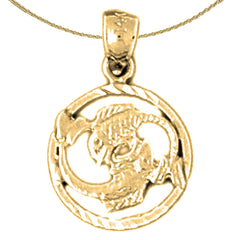 Anhänger mit Sternzeichen Fische aus Sterlingsilber (rhodiniert oder gelbvergoldet)