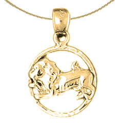 Sterling Silver Leo Zodiac Sign Pendant (Rhodium or Yellow Gold-plated)