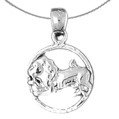 Sterling Silver Leo Zodiac Sign Pendant (Rhodium or Yellow Gold-plated)