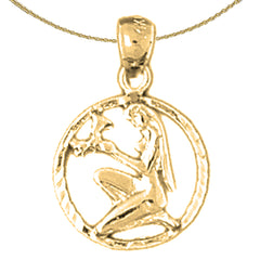 Sterling Silver Virgo Zodiac Sign Pendant (Rhodium or Yellow Gold-plated)