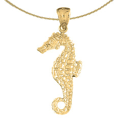 Sterling Silver Seahorse Pendant (Rhodium or Yellow Gold-plated)