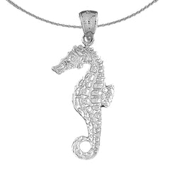 Sterling Silver Seahorse Pendant (Rhodium or Yellow Gold-plated)