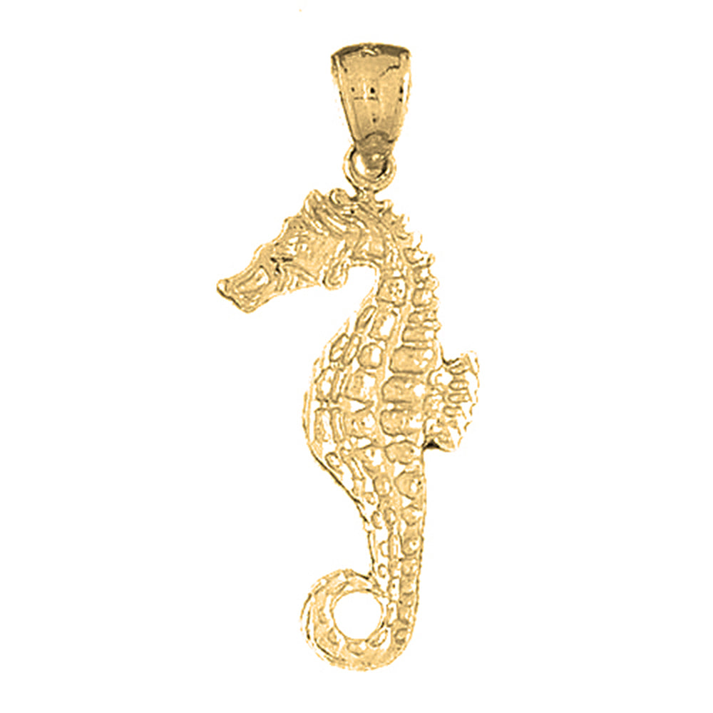 Yellow Gold-plated Silver Seahorse Pendant