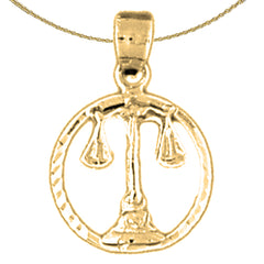 Anhänger mit Sternzeichen Waage aus Sterlingsilber (rhodiniert oder gelbvergoldet)