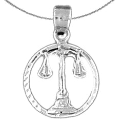 Anhänger mit Sternzeichen Waage aus Sterlingsilber (rhodiniert oder gelbvergoldet)