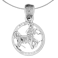 Sterling Silver Sagittarius Zodiac Sign Pendant (Rhodium or Yellow Gold-plated)