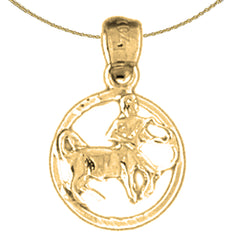 Sterling Silver Sagittarius Zodiac Sign Pendant (Rhodium or Yellow Gold-plated)