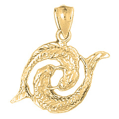 Yellow Gold-plated Silver Pisces Zodiac Sign Pendant