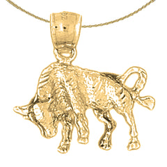 Sterling Silver Taurus Zodiac Sign Pendant (Rhodium or Yellow Gold-plated)