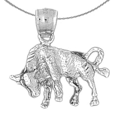 Sterling Silver Taurus Zodiac Sign Pendant (Rhodium or Yellow Gold-plated)
