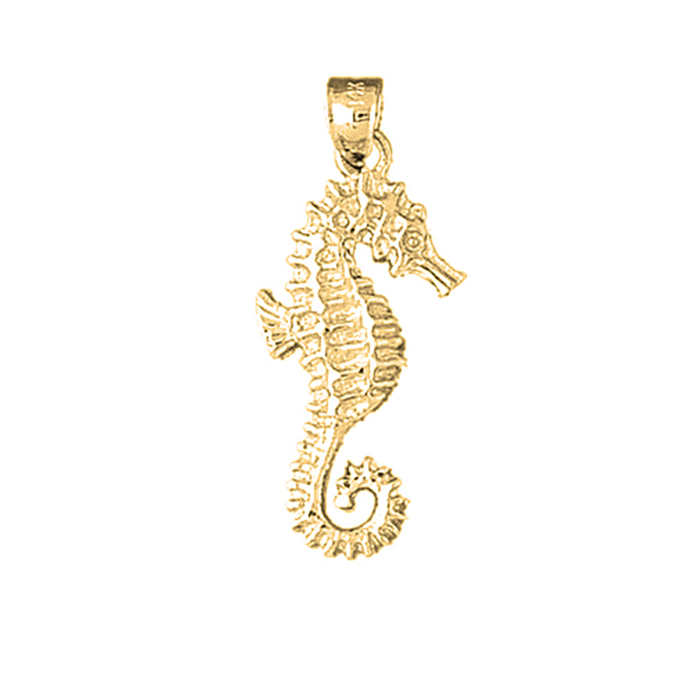 Yellow Gold-plated Silver Seahorse Pendant