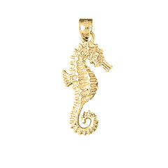 Yellow Gold-plated Silver Seahorse Pendant