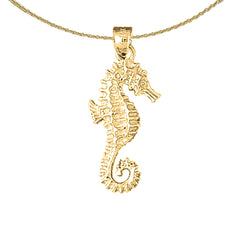 Sterling Silver Seahorse Pendant (Rhodium or Yellow Gold-plated)