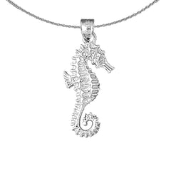 Sterling Silver Seahorse Pendant (Rhodium or Yellow Gold-plated)
