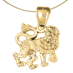 Sterling Silver Leo Zodiac Sign Pendant (Rhodium or Yellow Gold-plated)