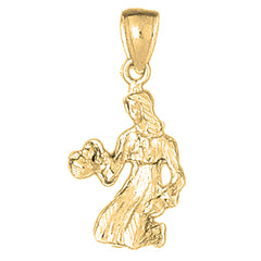 Yellow Gold-plated Silver Virgo Zodiac Sign Pendant