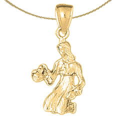 Sterling Silver Virgo Zodiac Sign Pendant (Rhodium or Yellow Gold-plated)