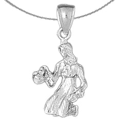 Sterling Silver Virgo Zodiac Sign Pendant (Rhodium or Yellow Gold-plated)